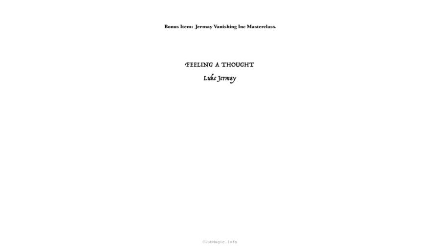 Feeling A Thought by Luke Jermay